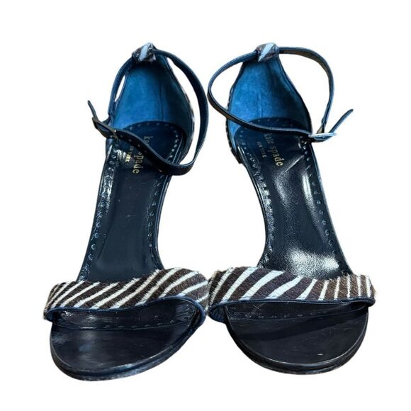 Revolve Kate Spade Hedy Pony Hair Leather Open Toe Ankle Strap Heels Sandals - Picture 3 of 12